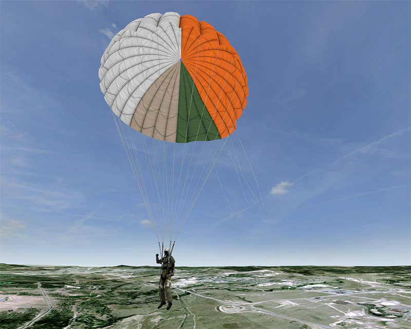 A jumper descends to the Earth in a PARASIM virtual reality simulation.(Photo: PARASIM)
