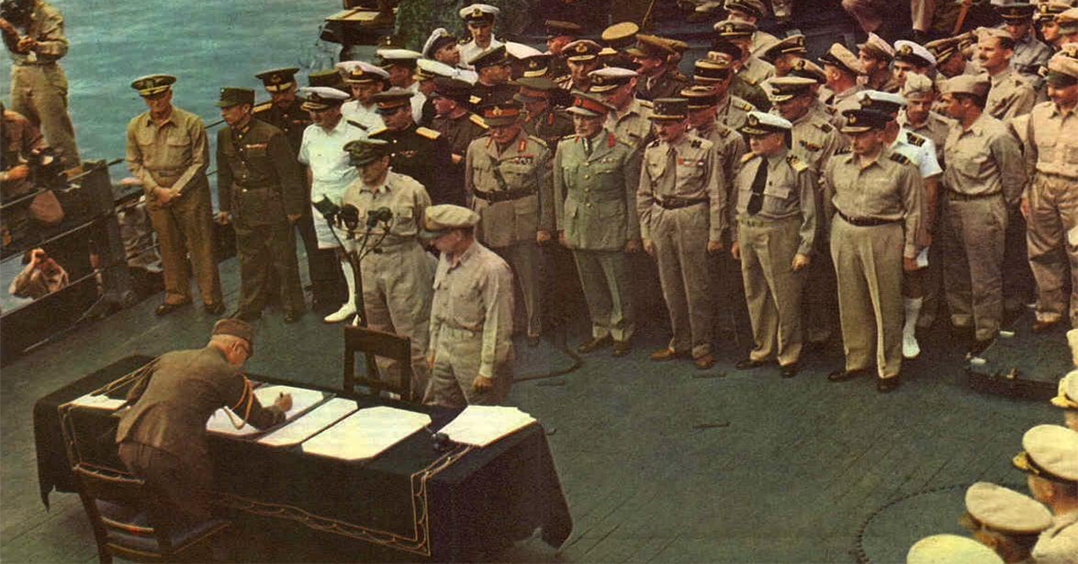 This is actual footage of the Japanese surrender aboard the USS Missouri |  We Are The Mighty