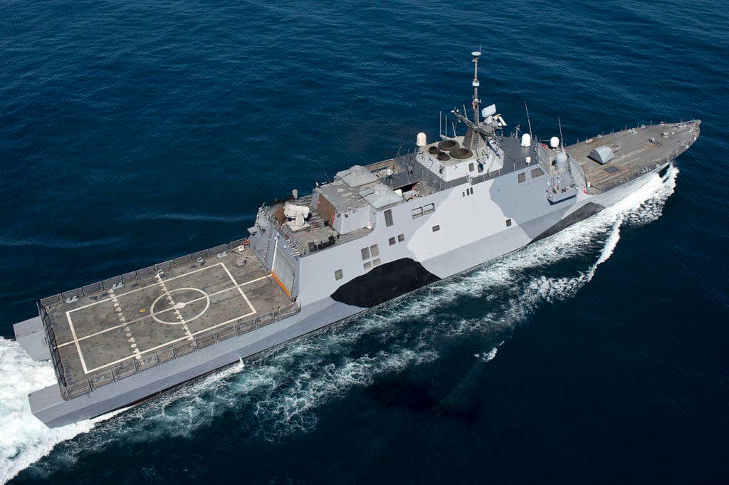 The littoral combat ship USS Freedom (LCS 1) is underway conducting sea trials off the coast of Southern California. A modified version of this ship is slated to be sold to Saudi Arabia. (U.S. Navy photo)