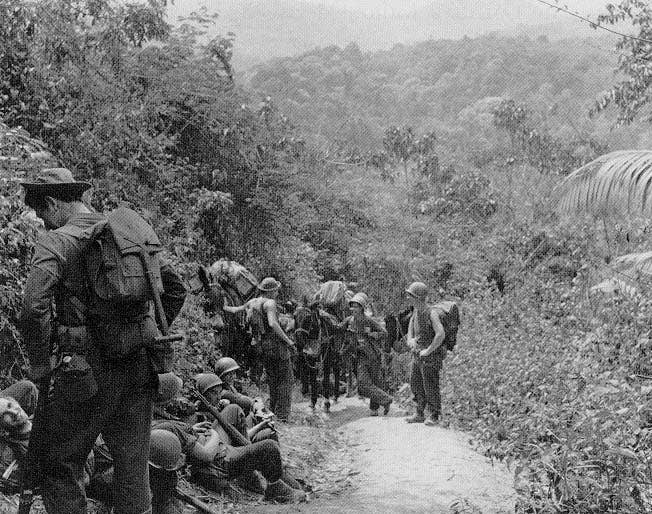 American forces assigned to GALAHAD rest in Burma during a movement in World War II. GALAHAD would be better known by history as Merrill's Marauders. (Photo: U.S. Army)