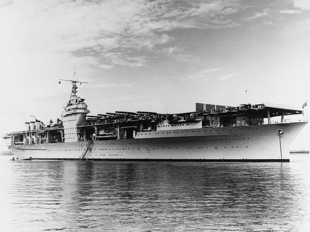 USS Ranger (CV 4) at Guantanamo Bay, Cuba, in 1939. (US Navy photo)