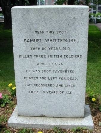 The Whittemore marker in Arlington, Mass.