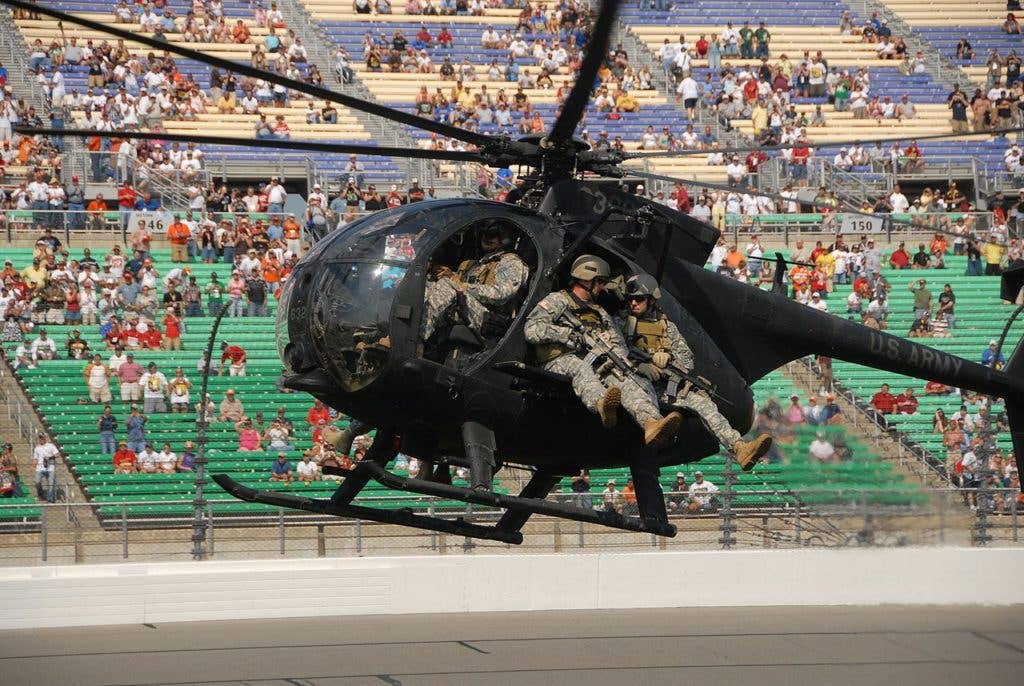 A US Army MH-6 Little Bird at a NASCAR race. (DOD photo)