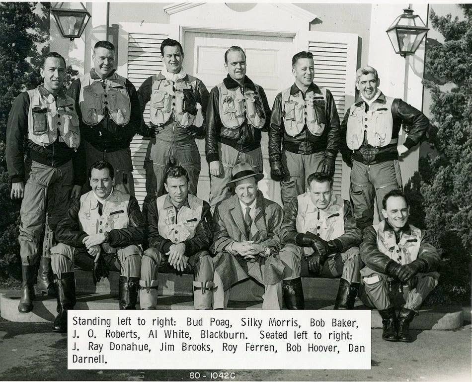 Robert Hoover, one of America's greatest test and fighter pilots, is in the bottom row, second from right. (Photo: U.S Air Force)
