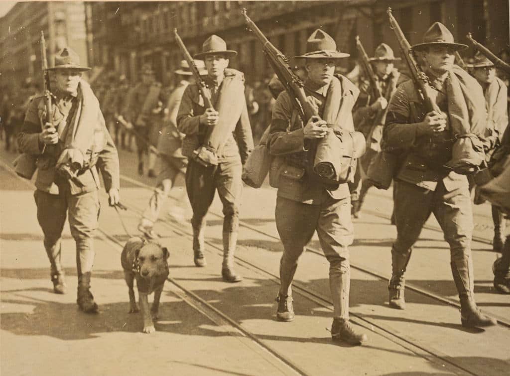Soldiers of the New York National Guard march through the streets of New York city in 1917. The First Expeditionary Division launched from New York and led the way for U.S. forces headed to France in World War I. (Photo: National Archives and Records Administration)