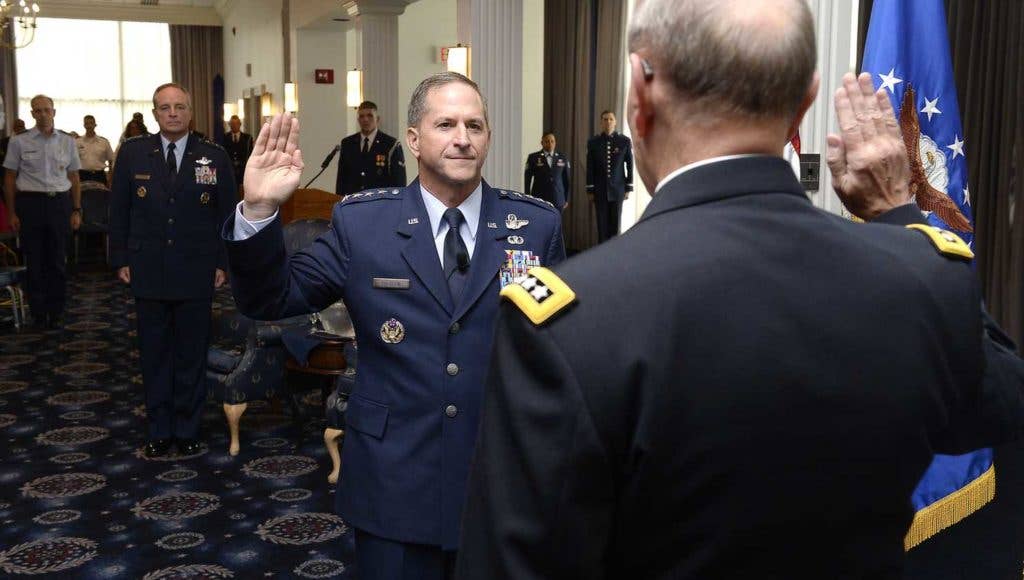 General David Goldfein being sworn in as the Air Force's 21st Chief of Staff. (U.S. Air Force photo by Scott Ash)