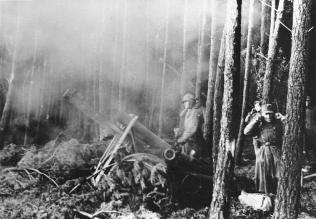 German mortars fire towards American positions during the Battle of Hurtgen Forest. (Photo: German Army Archives)