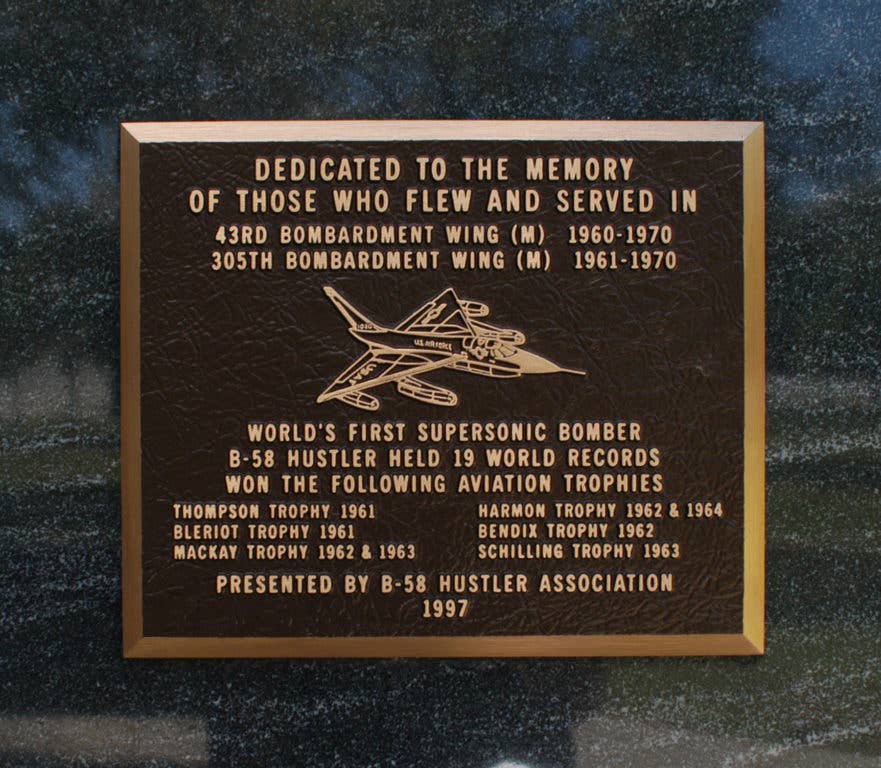 Hustler memorial plaque in Memorial Park at the National Museum of the U.S. Air Force. (U.S. Air Force photo)