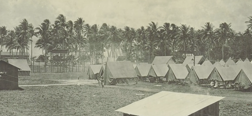 The Germans were allowed to live on the ship or could stay in these tents featured in the image above. (Source: The Great War/YouTube/Screenshot)
