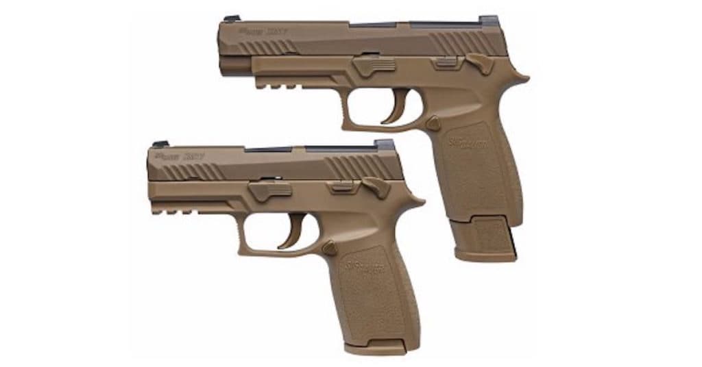 Sig Sauer says its Model P320 is the first modular pistol with interchangeable grip modules that can also be adjusted in frame size and caliber by the operator. (Photo courtesy Sig Sauer)