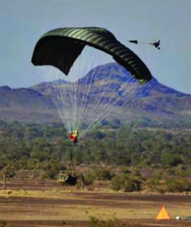 A JPADS nears landing. (US Army photo)