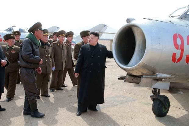 Marshal Kim Jong Un inspecting ground targets worth 50 points to American pilots in this undated photo. (KCNA)