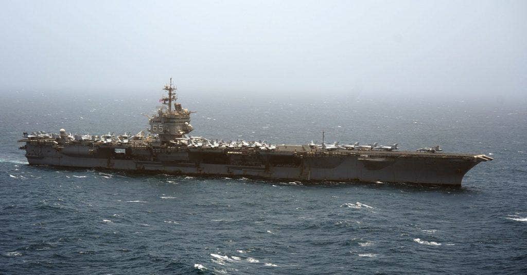 The aircraft carrier USS Enterprise (CVN 65) transits the Arabian Sea during her last deployment. (U.S. Navy photo by Mass Communication Specialist 3rd Class Jared King)