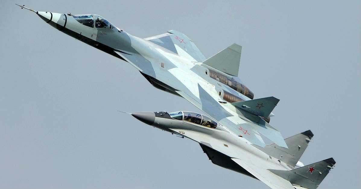 Russian Air Force Sukhoi T-50s. Photo by Toshiro Aoki.