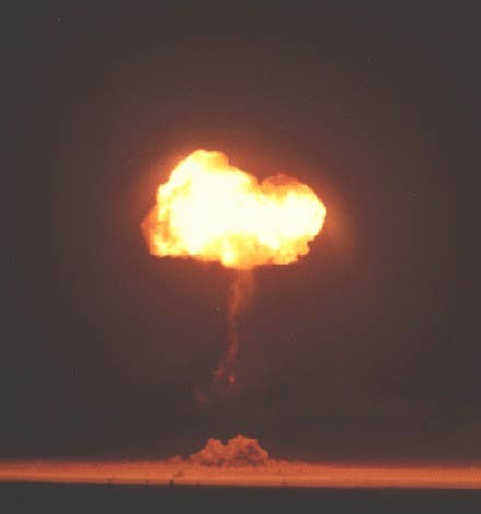 A test detonation of a W54 warhead (Photo Wikimedia Commons)