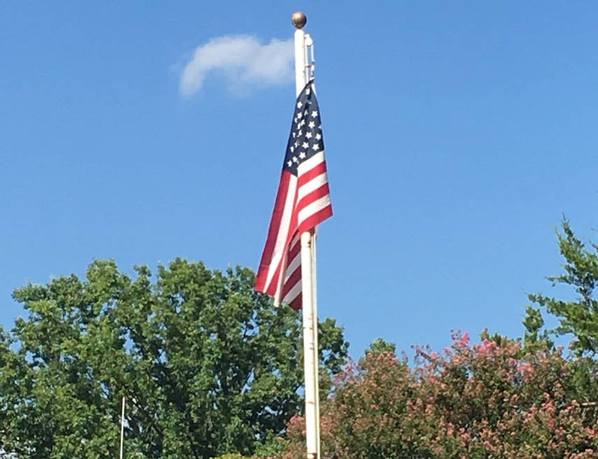 Howard Banks' American Flag, still up on its pole. (Credit: Yona Gavino/CBS 11)