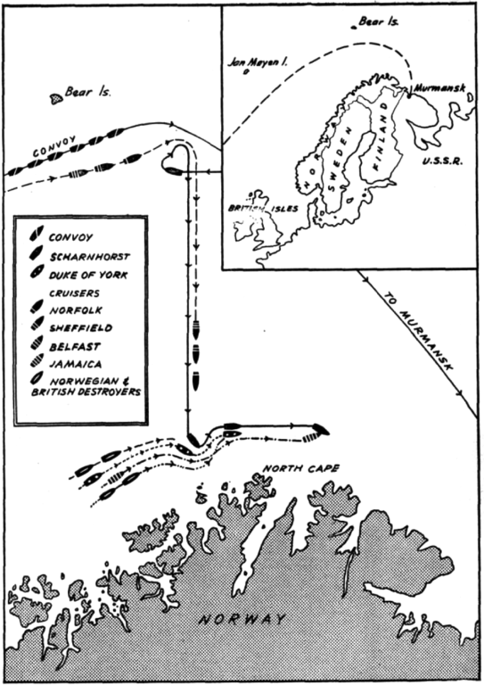 Map of the Battle of the North Cape...which Daenerys could have accomplished. (Wikimedia Commons)