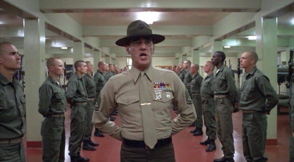 Gunny Hartman instructing his recruits. (Source: WB/Screenshot)
