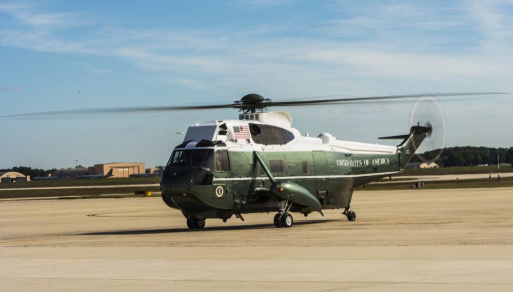 A VH-3D Sea King operating as Marine One (Photo US Air Force)
