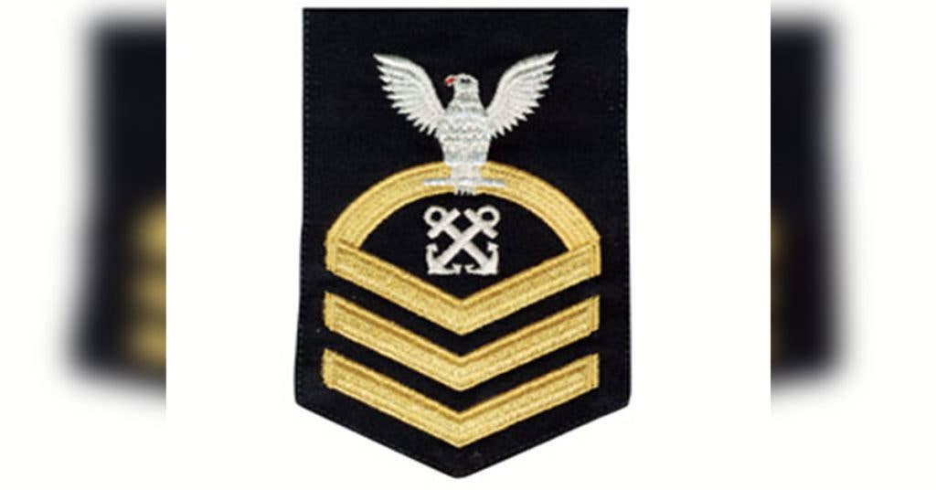 The gold rank insignia of a Boatswain Mate Chief Petty Officer