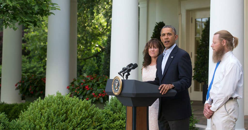 Former President Obama and Bowe Bergdahl's parents. (Photo from the Obama White House Archives)