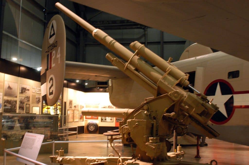 FLAK 36 88mm multipurpose gun on display in the Air Power Gallery at the National Museum of the United States Air Force. (U.S. Air Force photo)