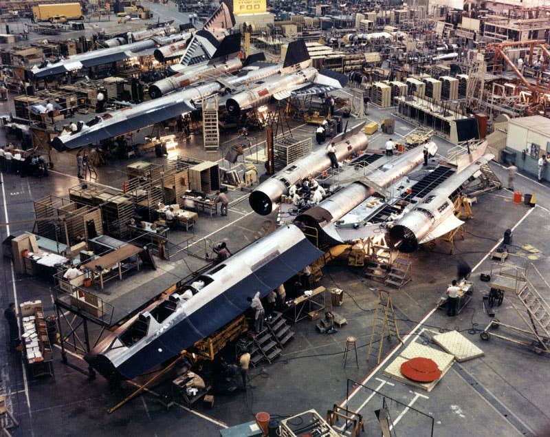 The factory floor of Skunk Works, where the SR-71 was manufactured. (CIA photo)