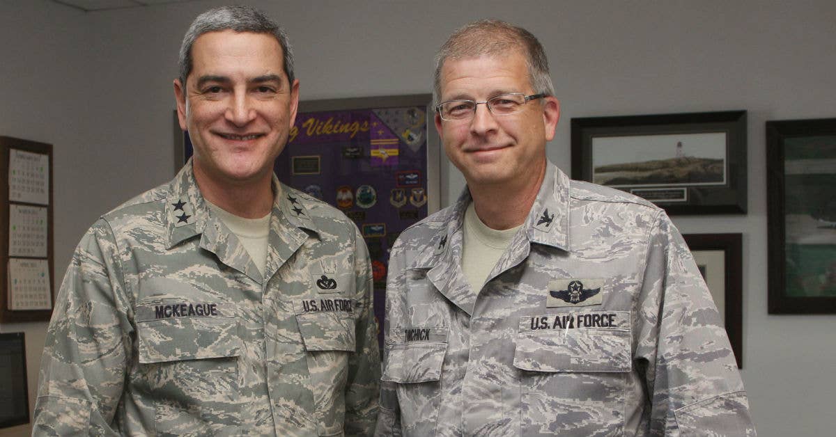Maj. Gen. Kelly K. McKeague (left). USAF photo from Don Peek.