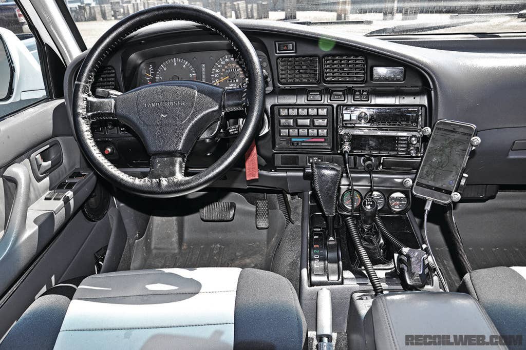 The interior of this 1994 Land Cruiser is bug out ready. (Recoil)