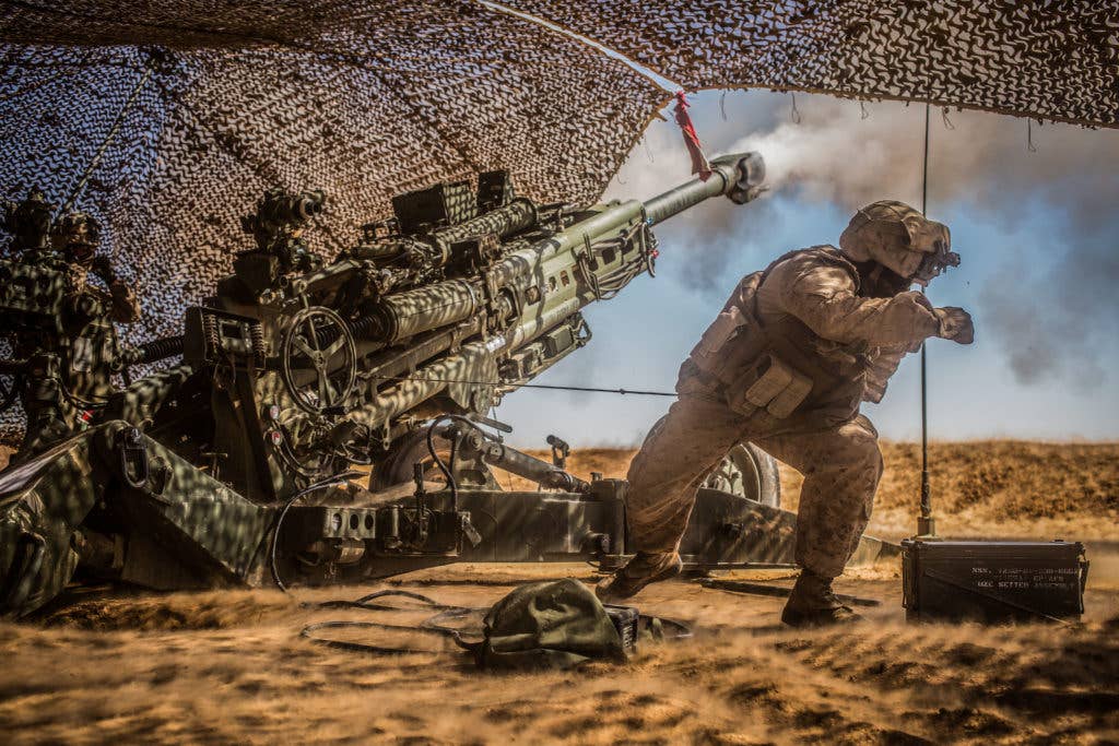 U.S. Marines with the 11th Marine Expeditionary Unit fire their M777 Howitzer during a fire mission in northern Syria as part of Combined Joint Task Force - Operation Inherent Resolve, Mar. 24, 2017. (U.S. Marine Corps photo by Cpl. Zachery C. Laning)