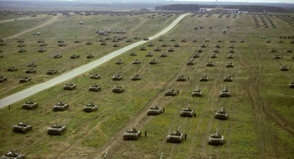 Russian tanks align for Zapad exercises every four years.