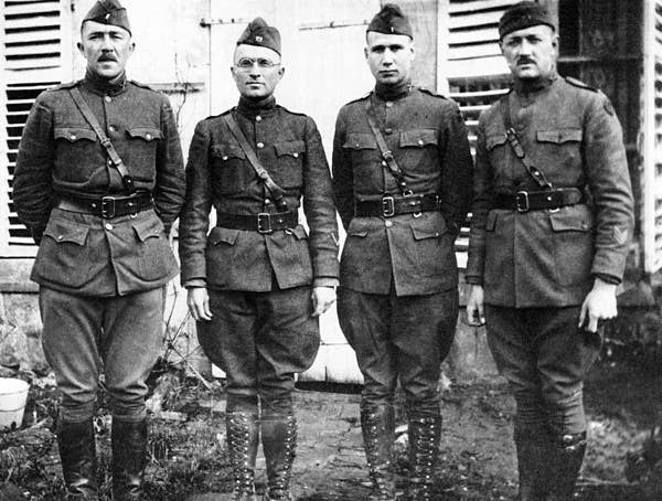 Truman (second from left) as a newly-commissioned officer.