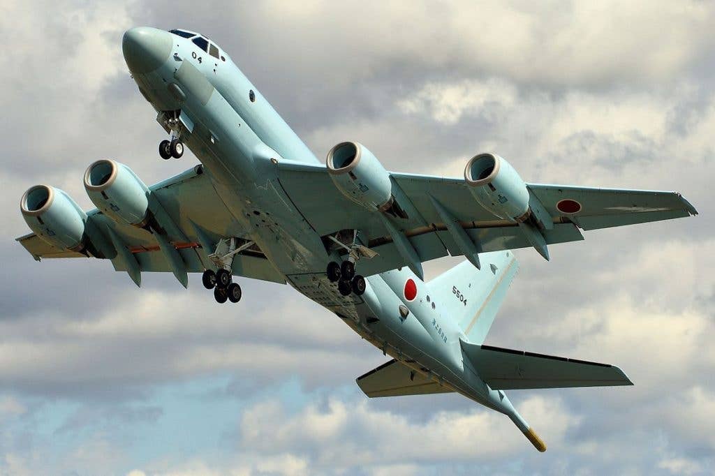 The Kawasaki P-1 from below. (Photo from Wikimedia Commons)