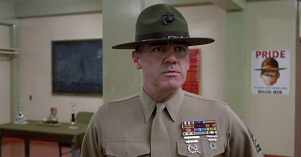 Gunny's classic stoic look. (Source: WB)