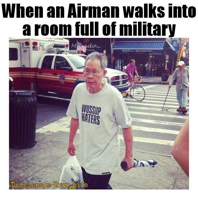 This guy is sporting the new Air Force PT shirt.