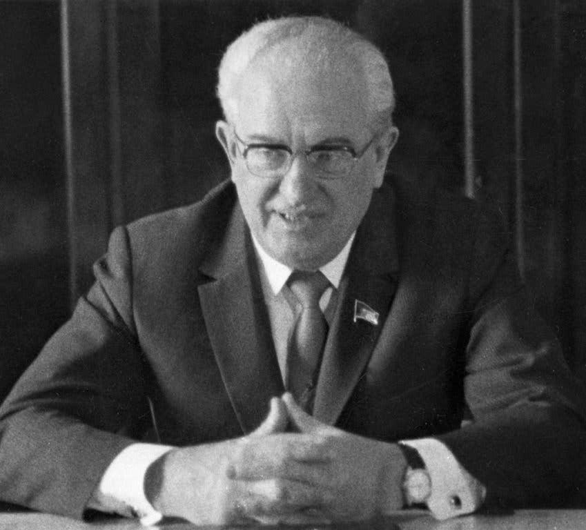 Yuri Andopov recruited Putin into the KGB. Moving from running the KGB until 1982 into running the Soviet Union, Andropov's career was cut short by his death. (image)