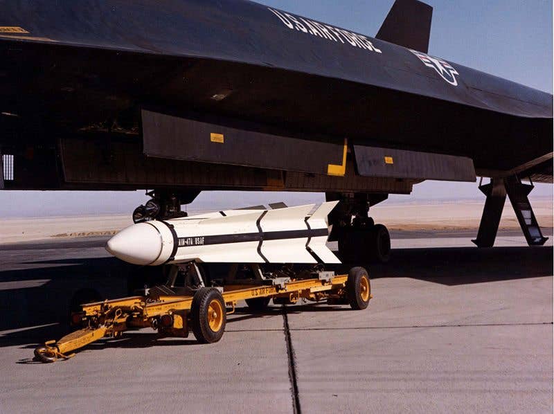 An AIM-47 Falcon waiting to be loaded into a YF-12 interceptor prototype. The Falcon was the direct successor to the GAR-9 (Photo: U.S. Air Force)