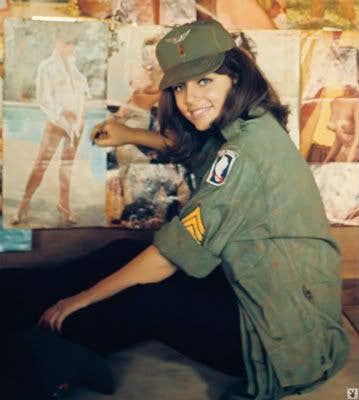 Luckily Hef could spare Playboy bunny Jo Collins for the the 173rd Airborne in Vietnam, 1966.