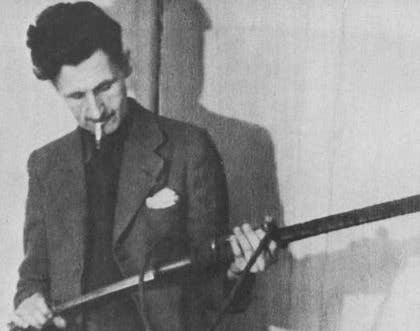 George Orwell with his Fascist-hunting gun.