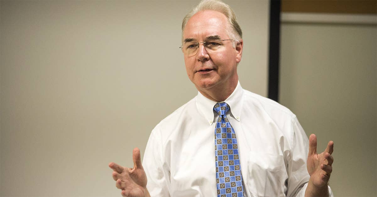 Former United States Secretary of Health and Human Services Tom Price. Photo from MajorityWhip.gov.
