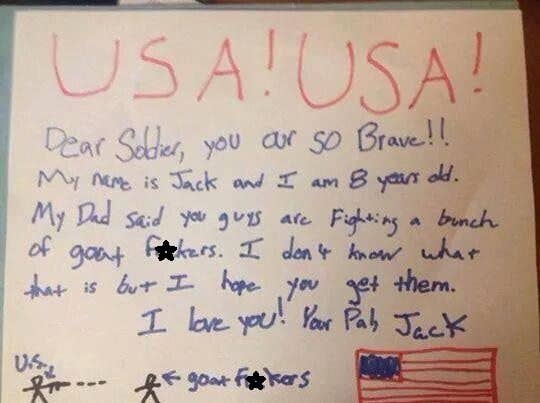 goat f*ckers letters kids sent to deployed troops