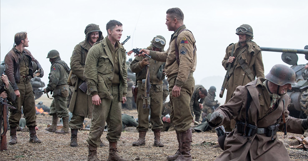 War Daddy and Norman square-off with the Nazis in Fury. (Source: Sony Pictures)