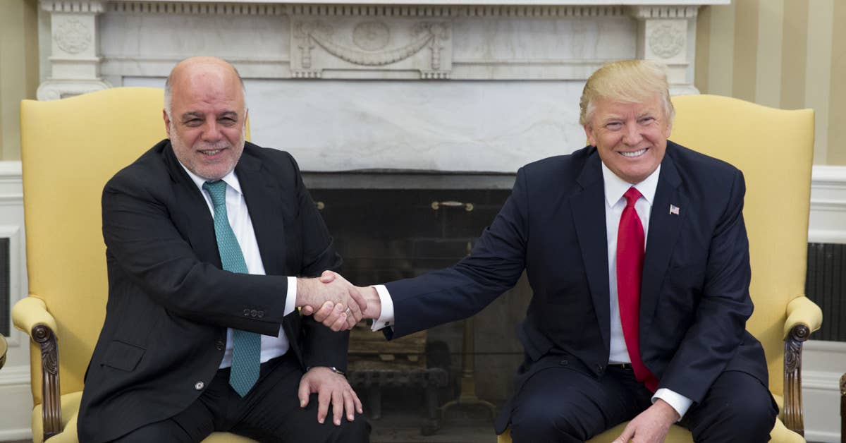 President Donald Trump meets with Iraqi Prime Minister Haider al-Abadi in the Oval Office, Monday, March, 20, 2017. (Official White House photo by Benjamin Applebaum)