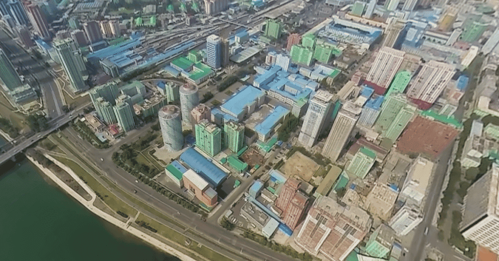 An aerial view of North Korean capital Pyongyang, taken by photographer Aram Pam. (Image Youtube)