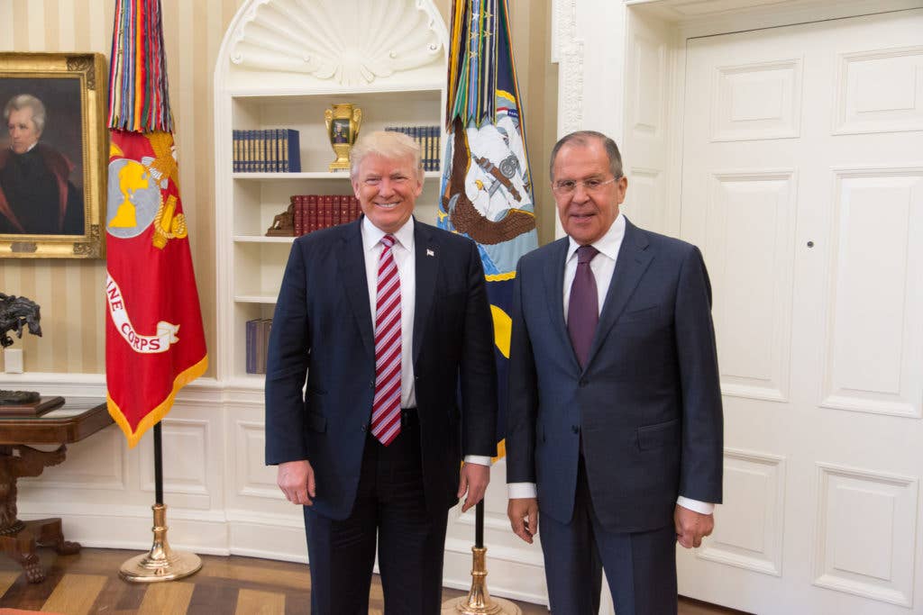 President Trump with Russian Foreign Minister Sergey Lavrov, with whom he shared classified intel