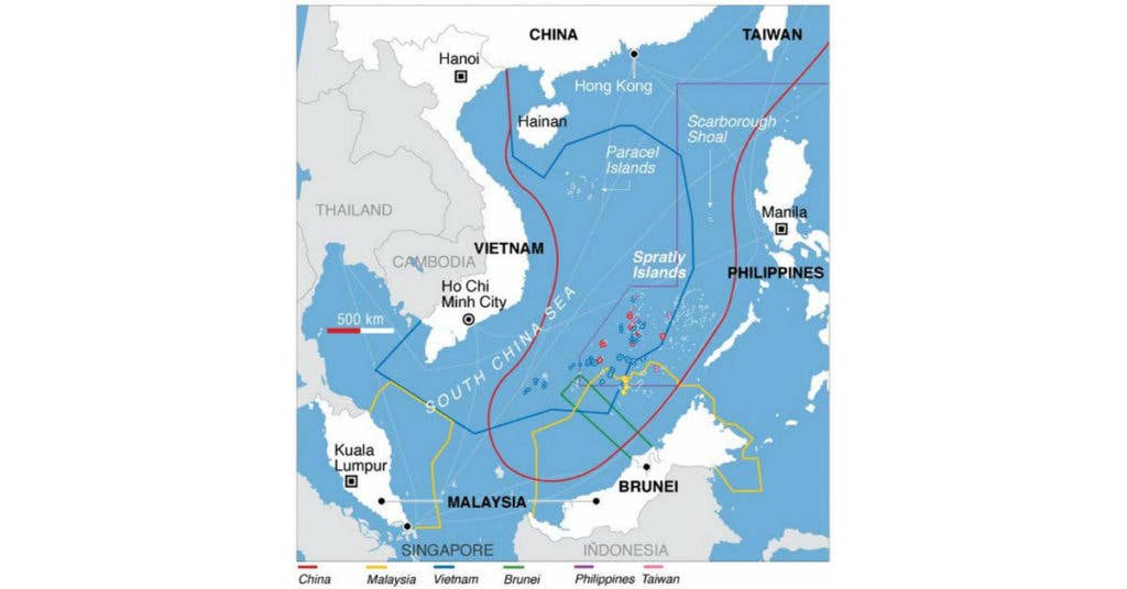 The conflicting claims on territory in the South China Sea. (Graphic from naturalflow Flickr)