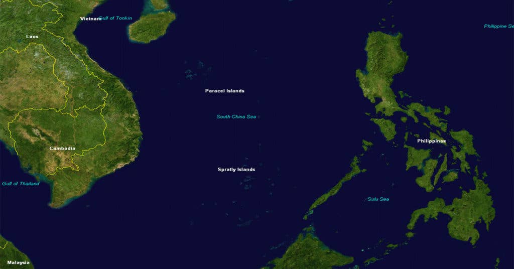 The location of the man-made structures at Paracel and Spratly islands. (Source: Wikimedia Commons)