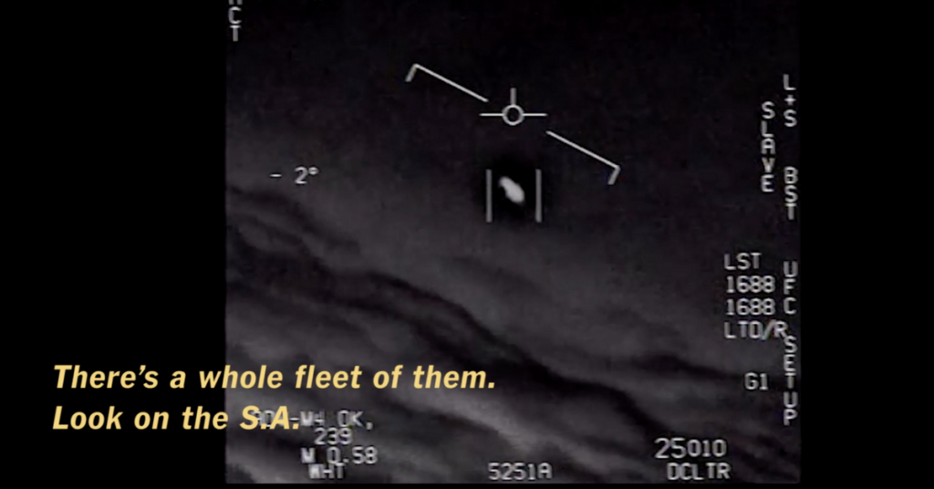 Footage of military pilots intercepting what appears to be a UFO (Image Department of Defense)