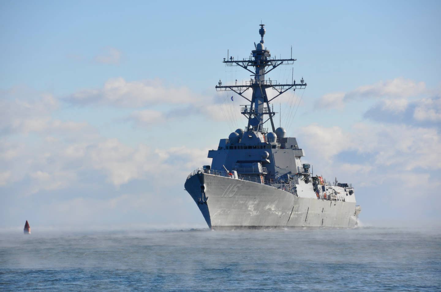 USS Rafael Peralta (DDG 115) successfully completed acceptance trials after spending two days underway off the coast of Maine. (U.S. Navy photo)