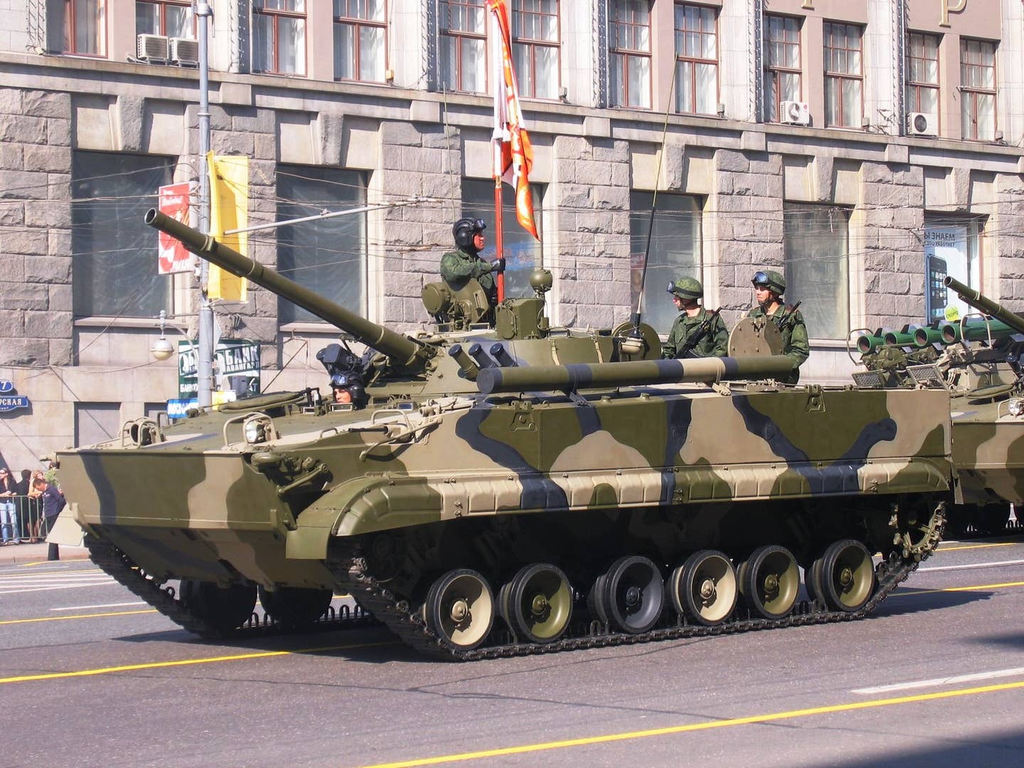 A BMP-3 in Moscow, prior to a 2008 parade. (Image from Wikimedia Commons)
